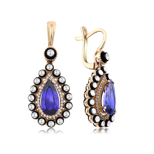 5.45 Carat Diamond Sapphire Earrings