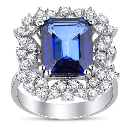 5.50 Carat Diamond Sapphire Ring