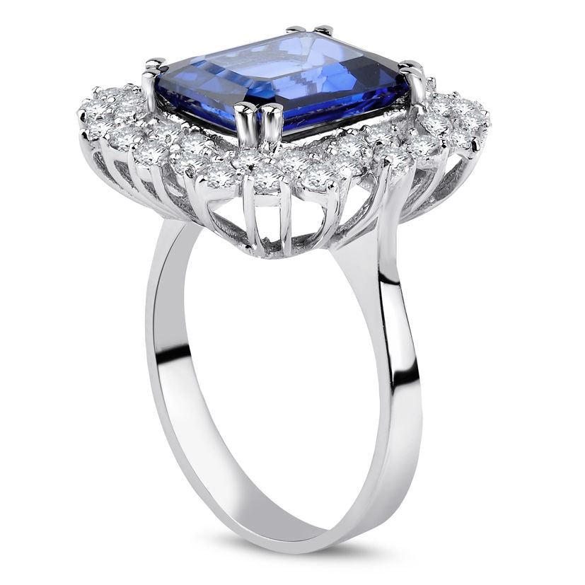 5.50 Carat Diamond Sapphire Ring