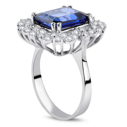 5.50 Carat Diamond Sapphire Ring