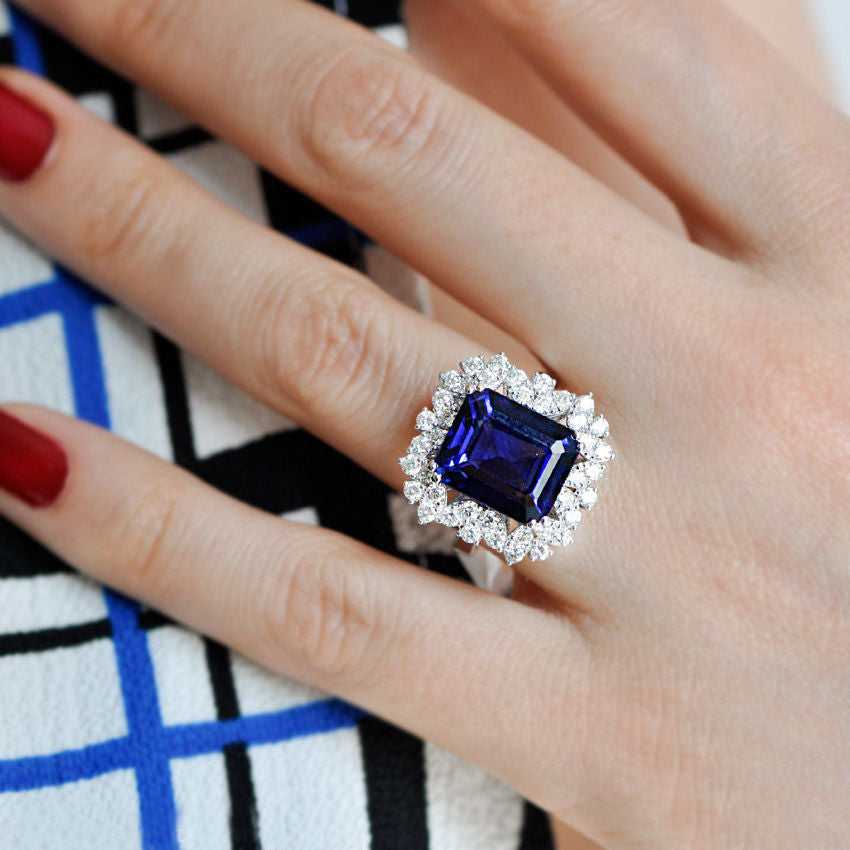 5.50 Carat Diamond Sapphire Ring