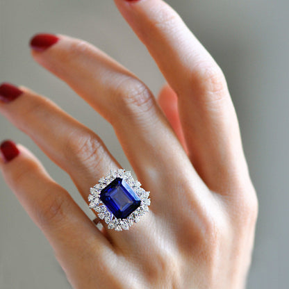 5.50 Carat Diamond Sapphire Ring