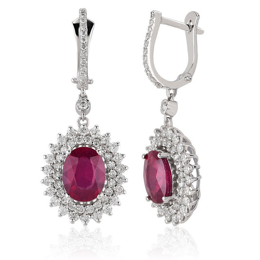 6.14 Carat Diamond Ruby Earrings