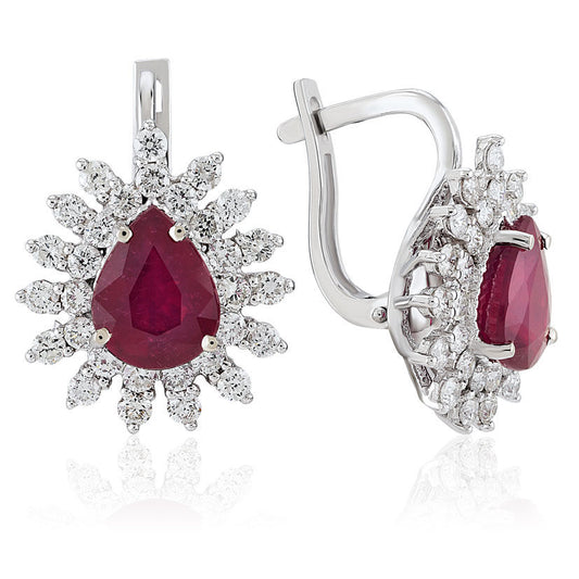 6.14 Carat Diamond Ruby Earrings