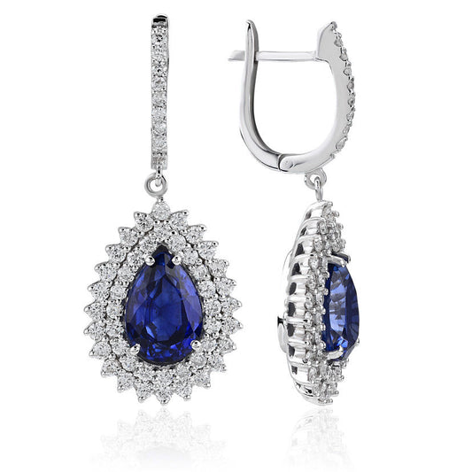 7.08 Carat Diamond Sapphire Earrings