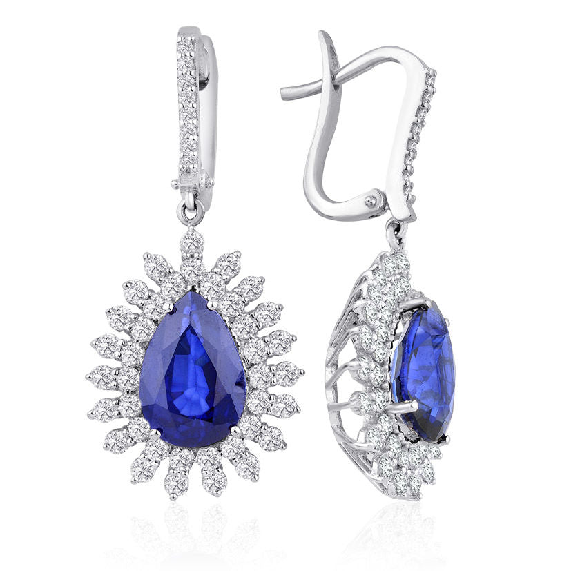 9.72 Carat Diamond Sapphire Earrings