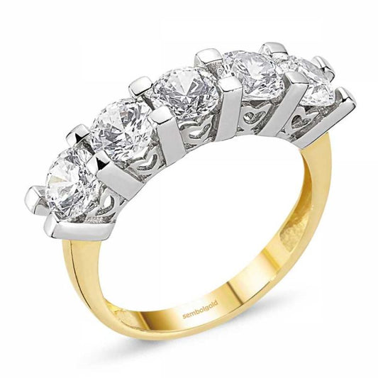 Solid Gold Five Stoness Ring