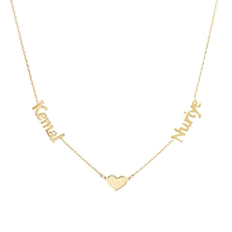 Solid Gold Family Personalized Two Name Necklace