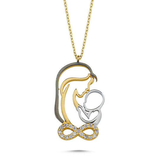 Solid Gold Mother & Baby Necklace Infinity Design