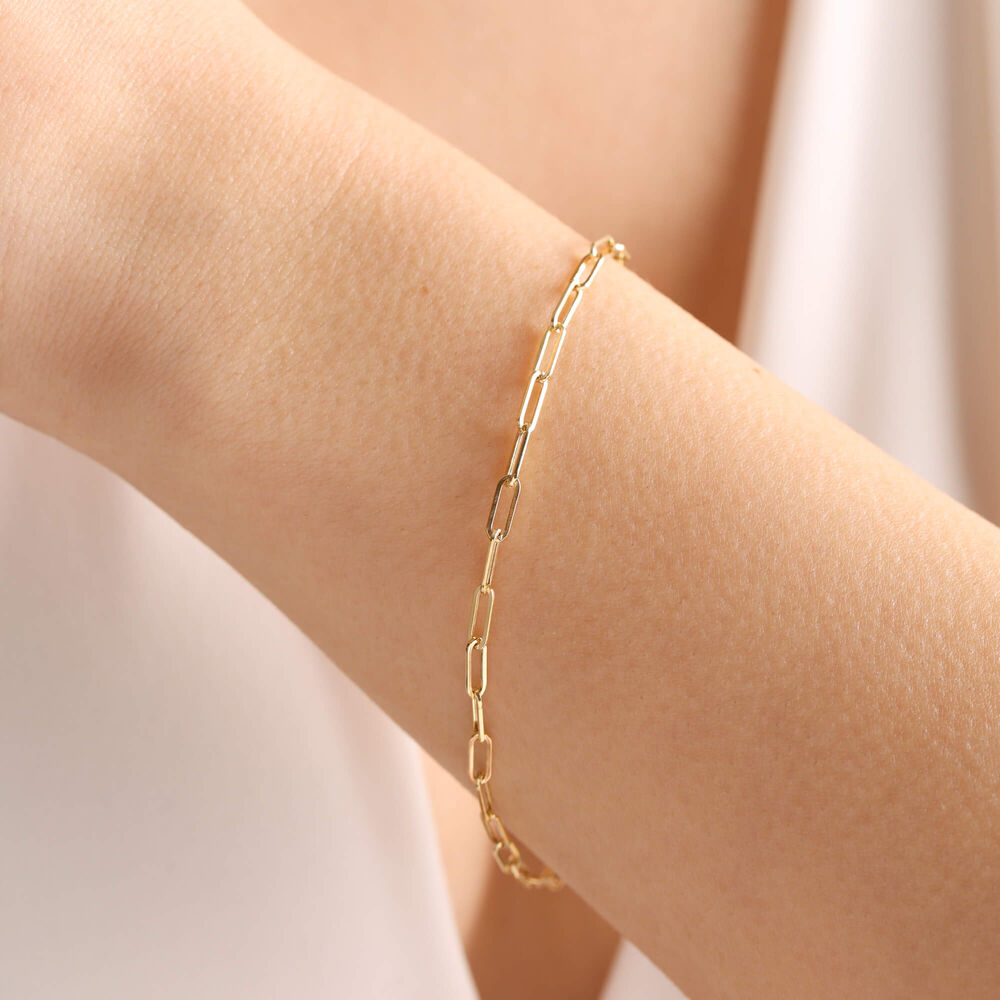 Solid Gold Paperclip Bracelet