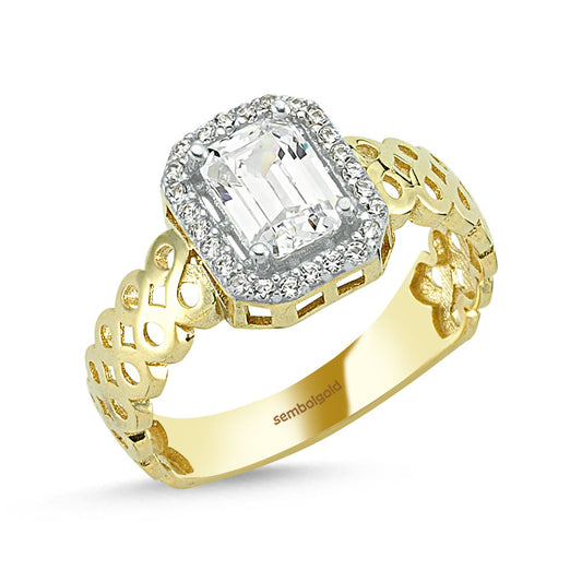 Solid Gold Baguette Ring Solid Gold Infinity Design 0,70 Carat