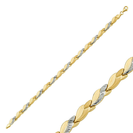 14K Solid Goldne Leaf Model Bracelet