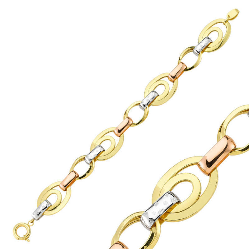 Solid Gold Bracelet Hollow Model Triacolor