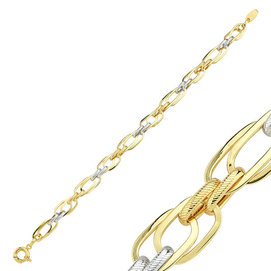 Solid Gold Bracelet Hollow Yellow And White
