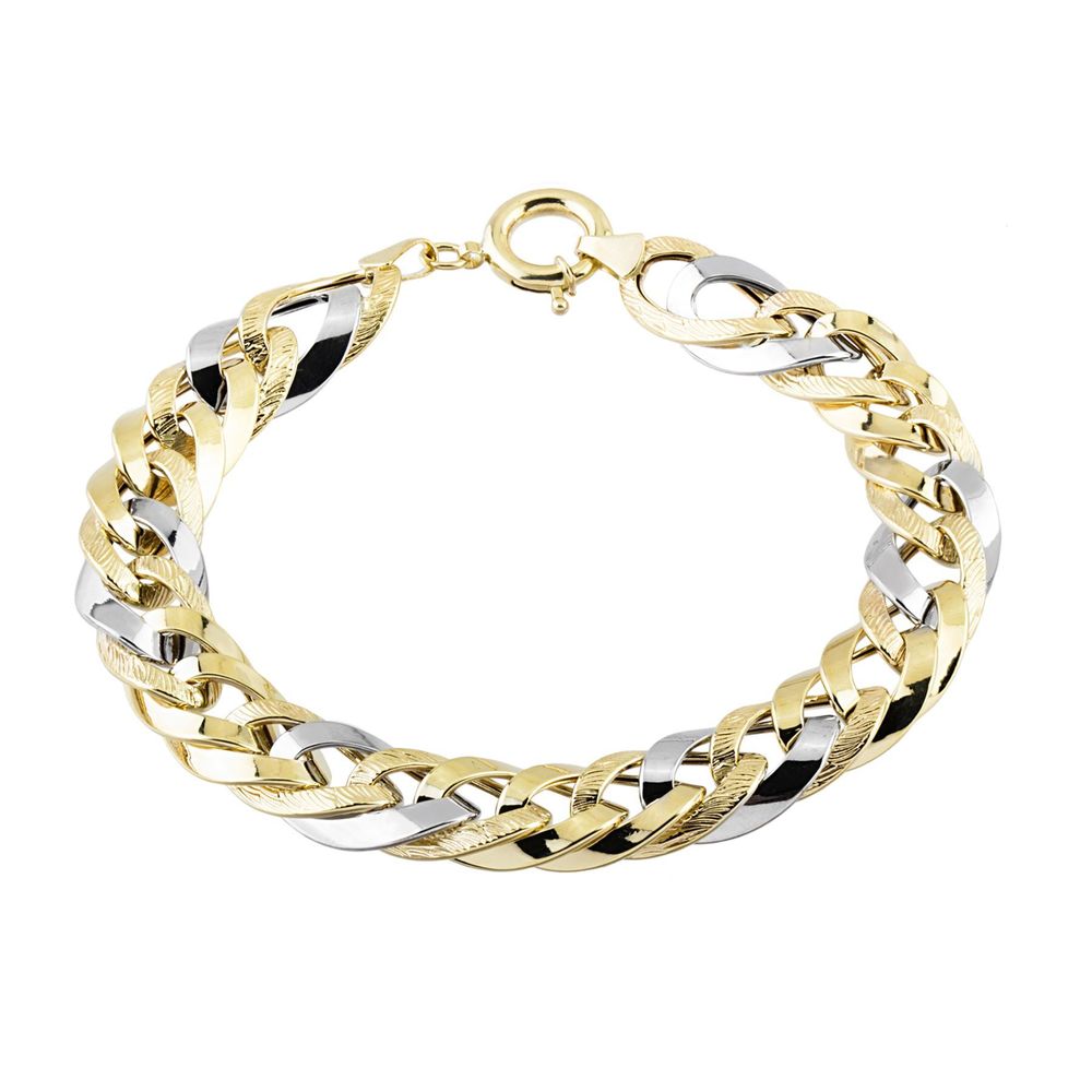 Solid Gold Bracelet Hollow Design 14K Yellow White