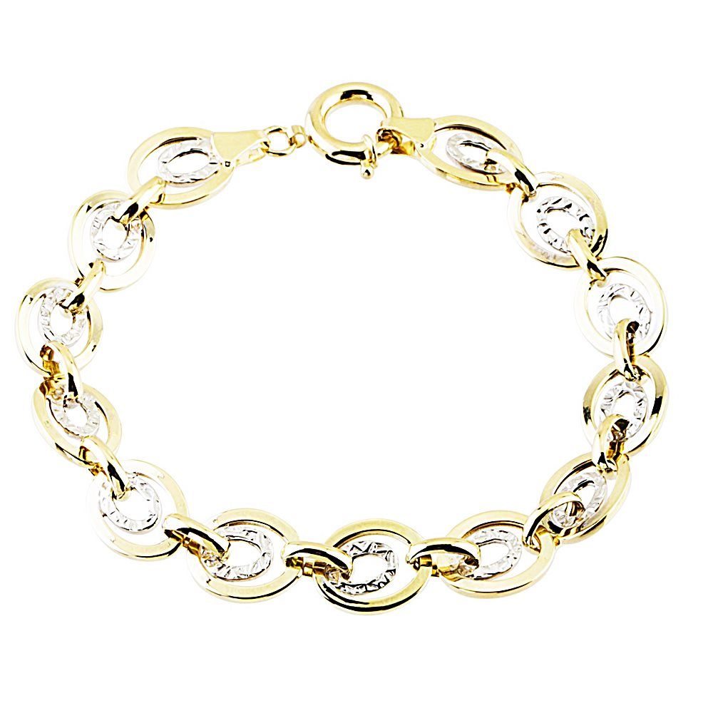 Solid Gold Bracelet Hollow Design 14K Yellow White