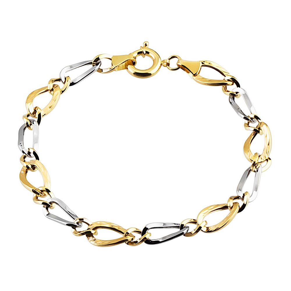 Solid Gold Bracelet Hollow 14K Yellow White Solid Gold