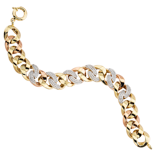 14K Solid Gold Twisted Bracelet With Gemstone