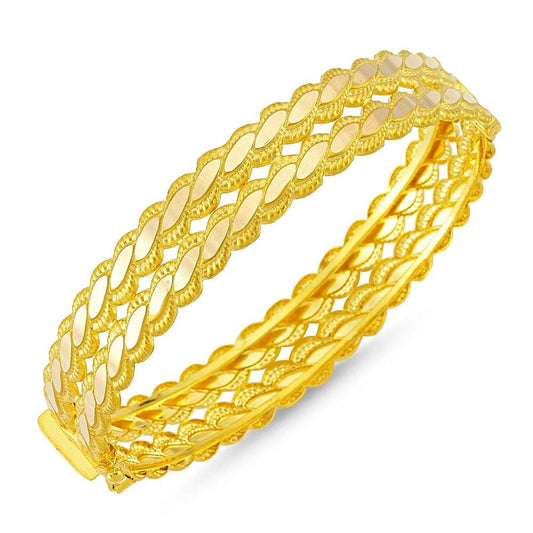 Solid Gold Twist Bracelet Double Row