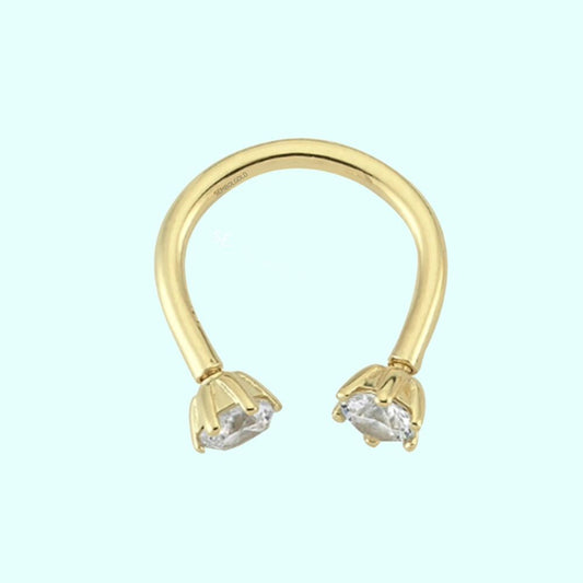 Solid Gold Half Hoop Ear Piercing 14K Solitaire