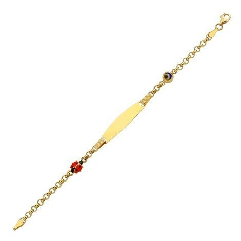 Solid Gold Kids Name Bracelet Ladybug