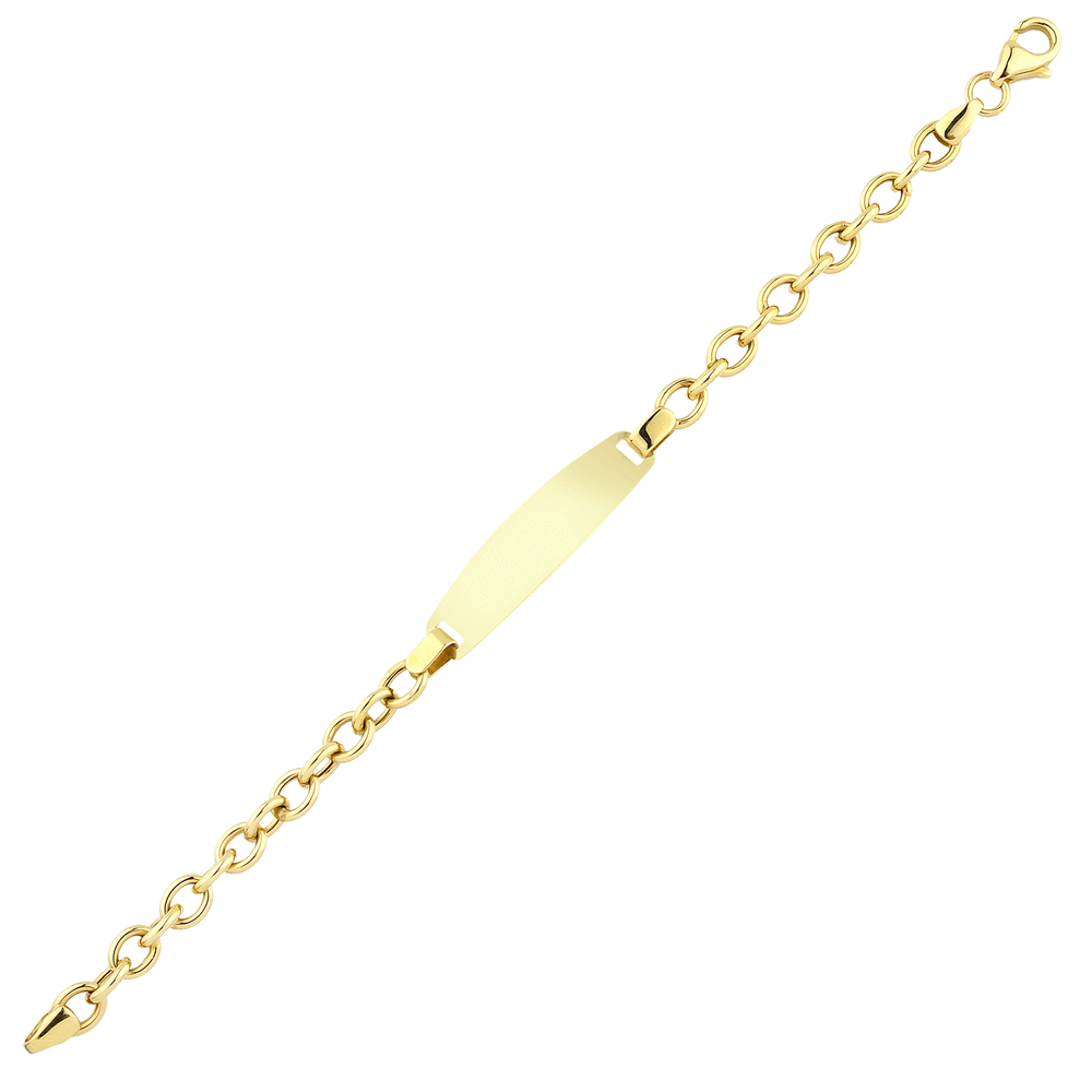 Solid Gold Kids Tag Plate Name Bracelet