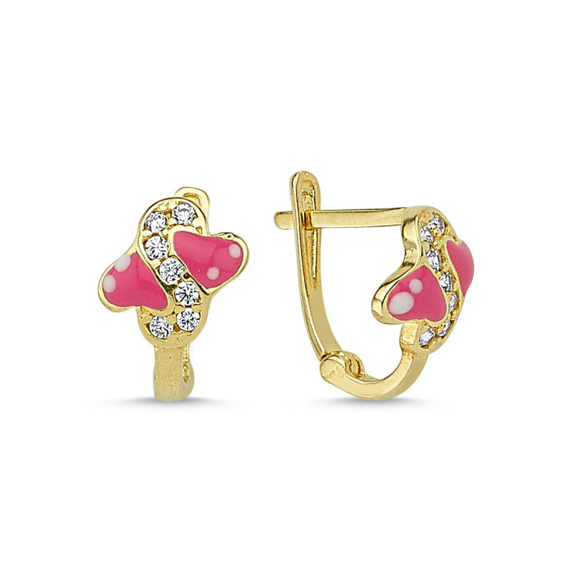 Solid Gold Kids Earrings Infinity Heart Enamel