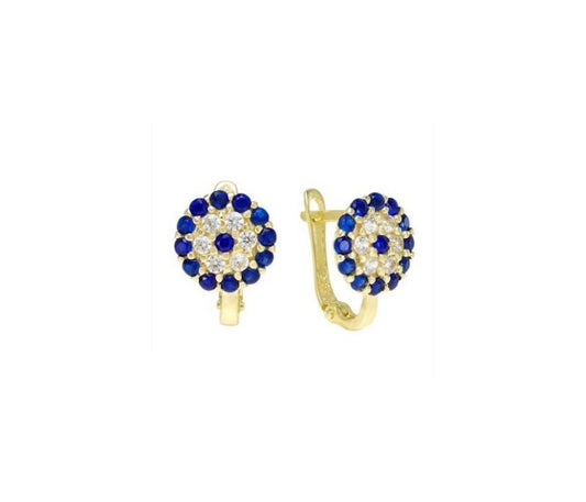 Solid Gold Kids Earrings Evil Eye Model