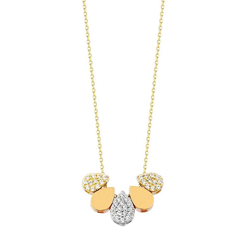 Solid Gold Drop Necklace 14K Solid Gold Tria