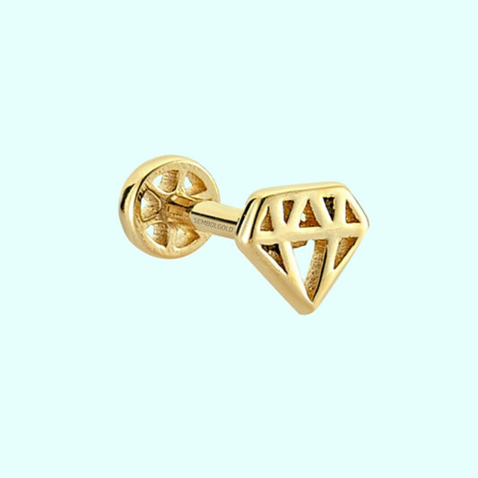 Solid Gold Diamond Tragus Piercing 14K