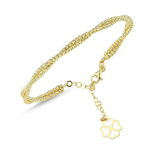 Solid Gold Dorica Bracelet Double Row Daisy Motif