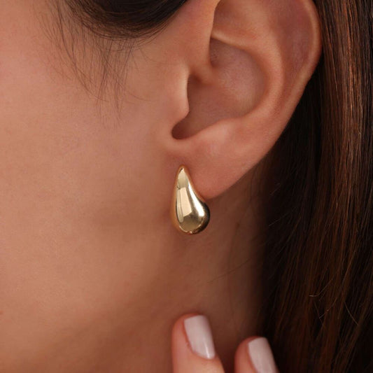 Solid Gold Drop Earrings 1.8 cm