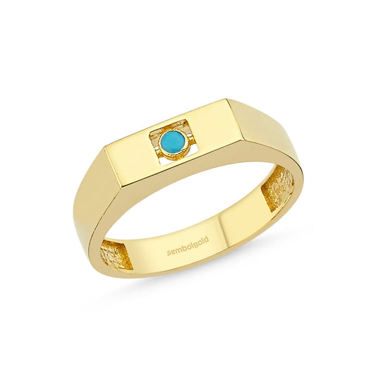14K Solid Gold Knight TurquoiseRing