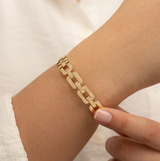 Solid Gold Fission Handcuff Bracelet