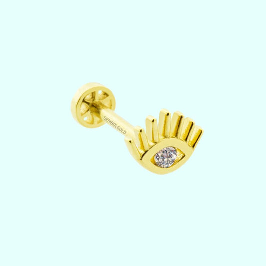 Solid Gold Evil Eye Tragus Piercing 14K