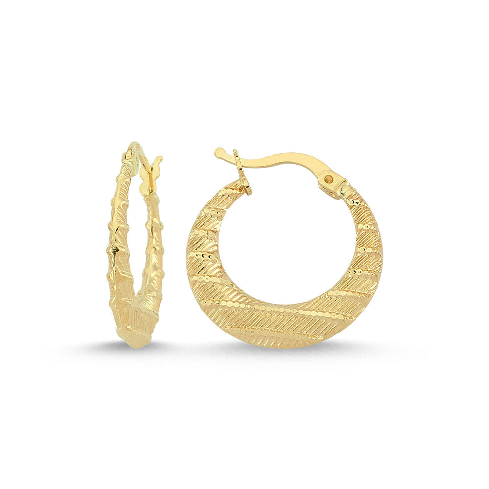 Solid Gold Hoop Earrings 2.1 cm 14K