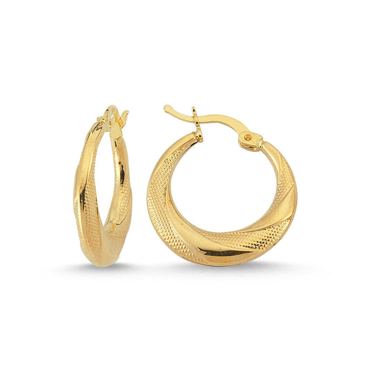 Solid Gold Hoop Earrings 2.1 cm 14K