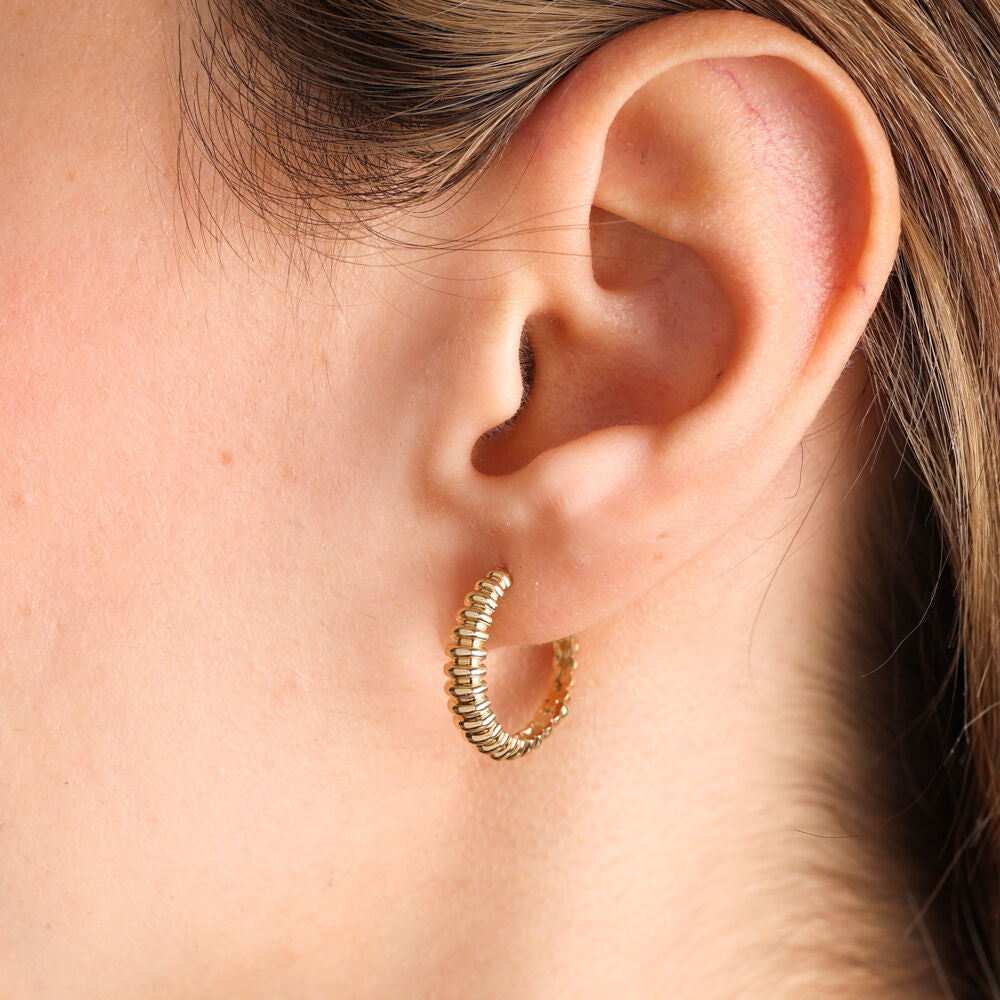 14K Solid Gold Hoop Earrings 2 cm