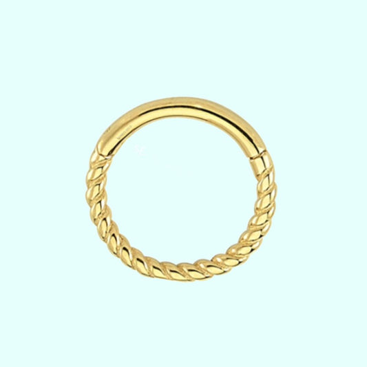 Solid Gold Hoop Piercing Twisted 14K