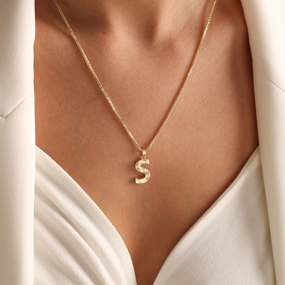 Solid Gold Initial Necklace 1.5 cm (All Initials Are Available)