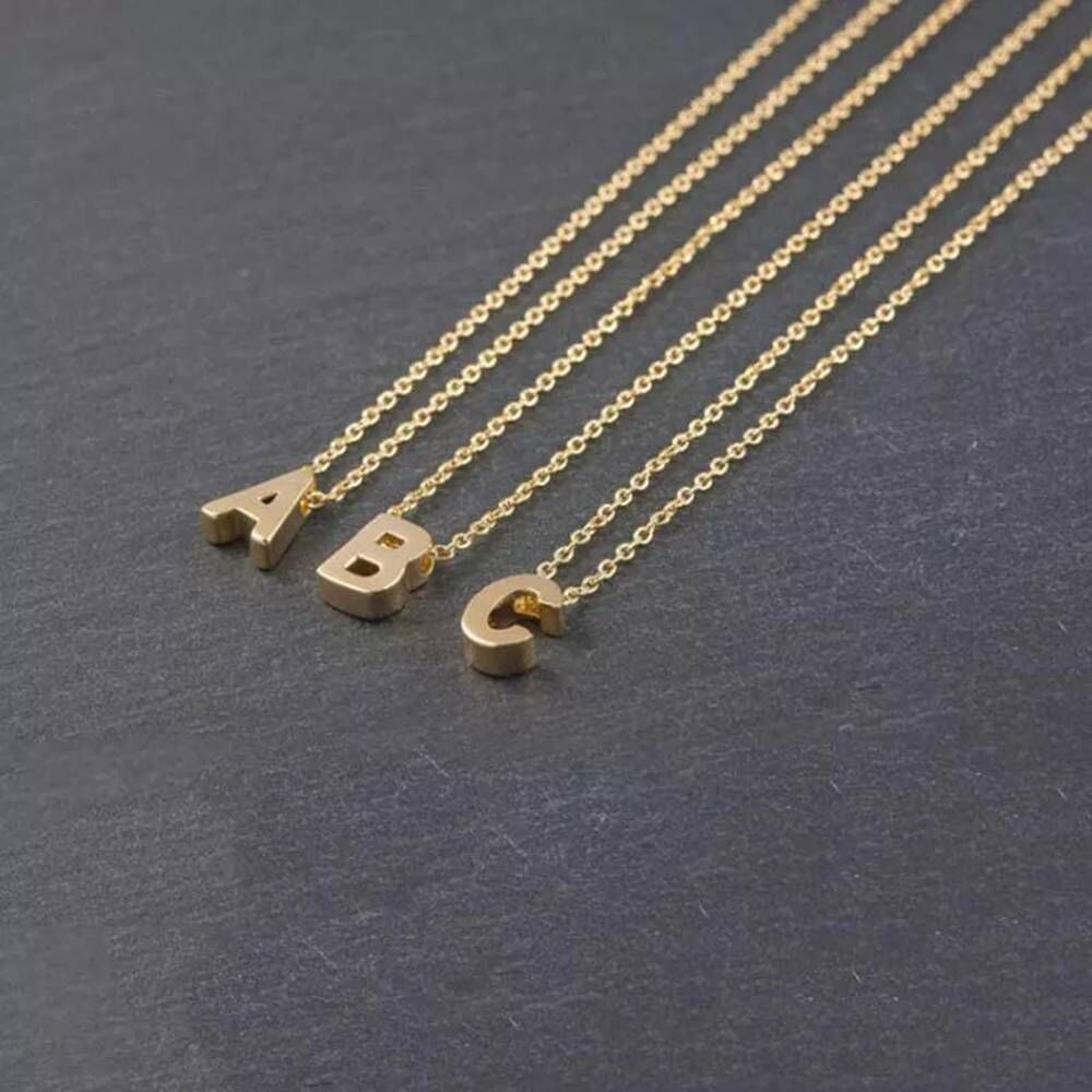 Solid Gold Initial Necklace