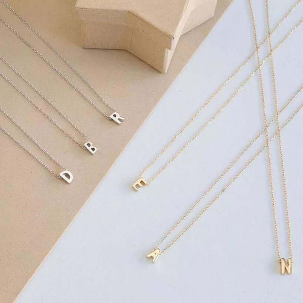 Solid Gold Initial Necklace