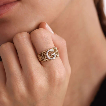 Solid Gold Initial Ring Handmade