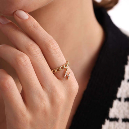 Solid Gold Initial Ring Gourmet