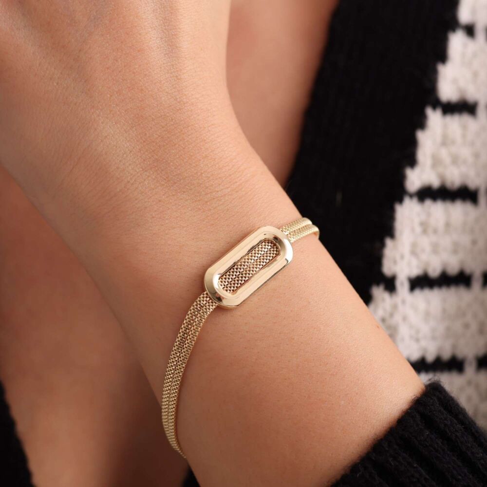 Solid Gold Wicker Bracelet