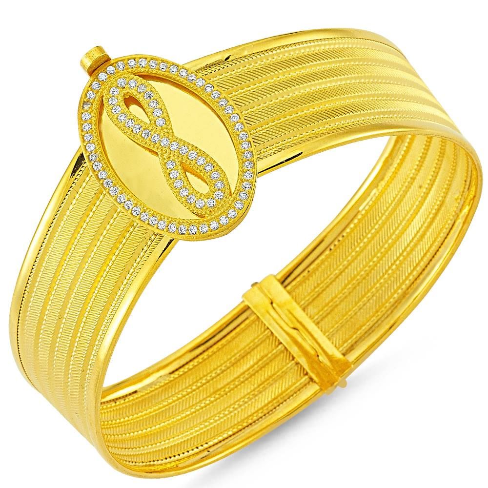 Solid Gold Wicker Bracelet Five Rows Oval Infinity