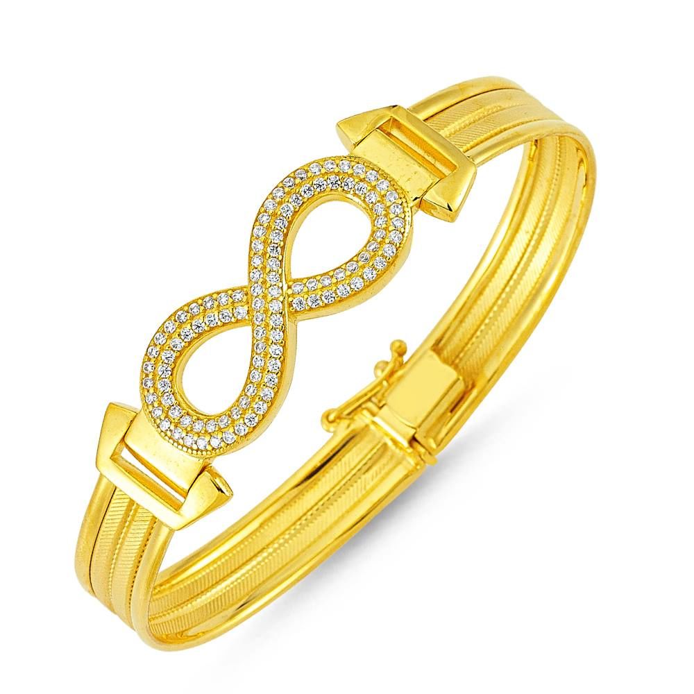 Solid Gold Wicker Bracelet Double Row Infinity