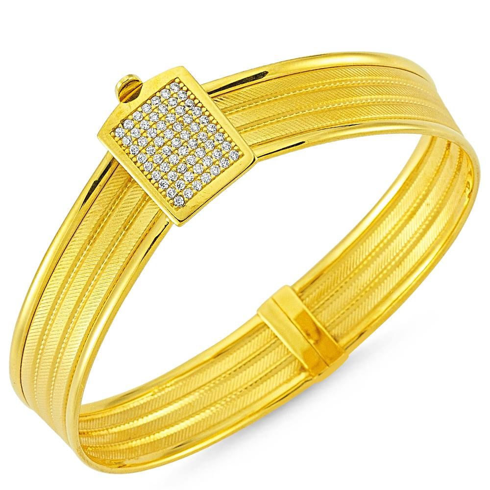 Solid Gold Wicker Bracelet Three Row Belt