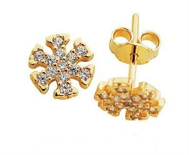 14K Solid Gold Snowflake Earrings
