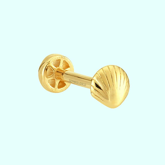 Solid Gold Oyster Tragus Piercing 14K